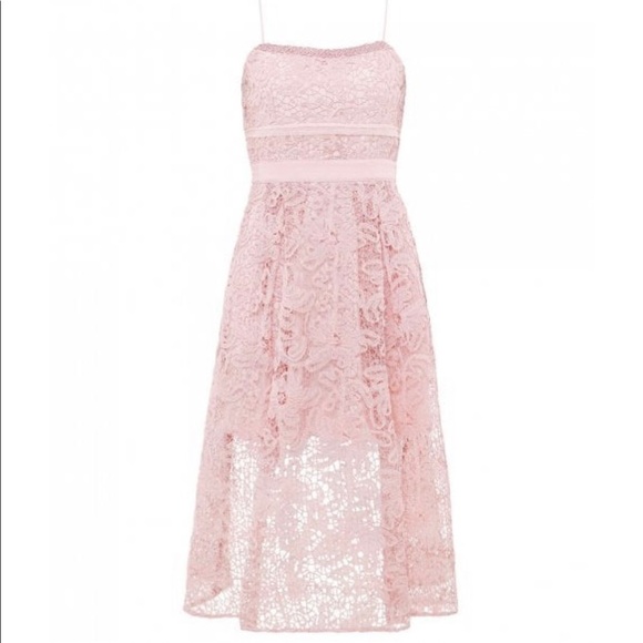 Self Portrait Floral Lace Sleeveless MIDI Cocktail Dress in Blush Sz 4 - Picture 4 of 10